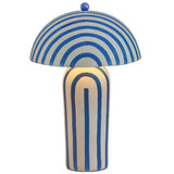 Maiori Striped Papier Mache Table Lamp, Blue/Off-White-Lighting-High Fashion Home