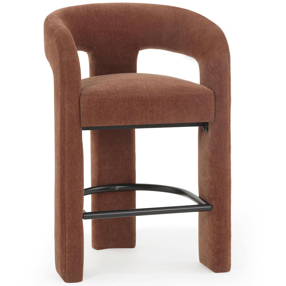 Malone Chenille Stool, Rust-Furniture - Chairs-High Fashion Home