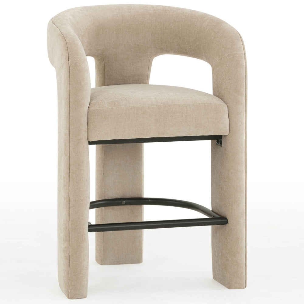 Malone Chenille Stool, Taupe-Furniture - Chairs-High Fashion Home