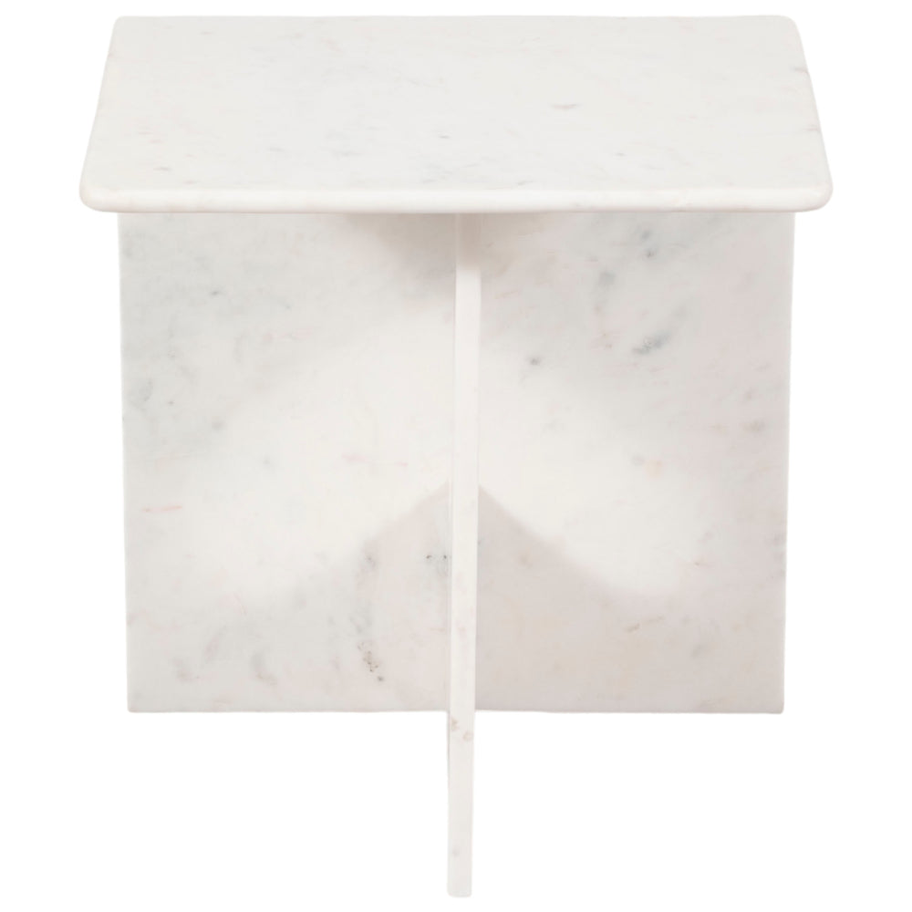 Marble Accent Table, White