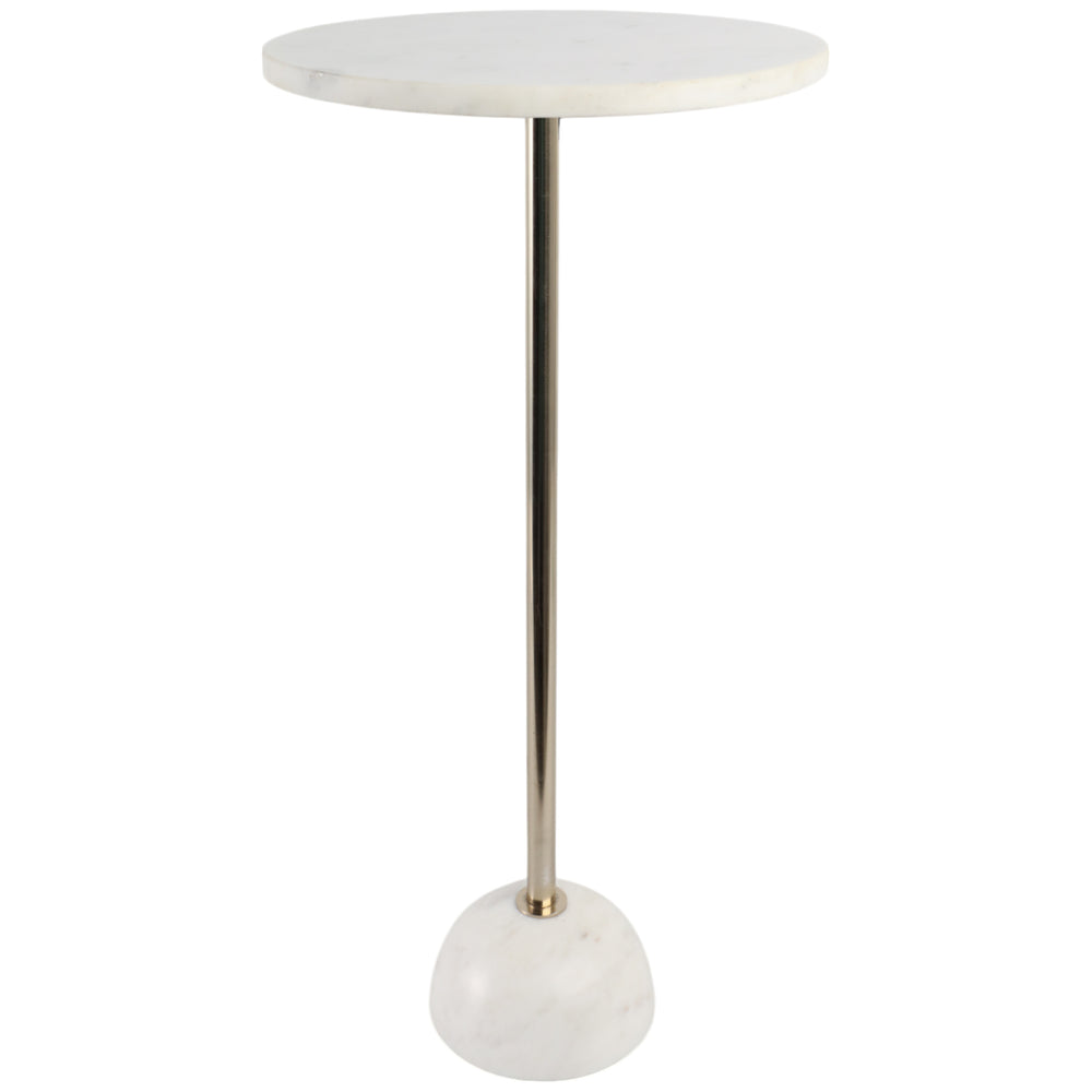 Marble Base Accent Table, White/Gold