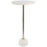 Marble Base Accent Table, White/Gold