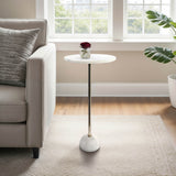 Marble Base Accent Table, White/Gold