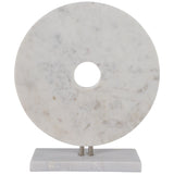 Marble Disc on Stand, White-Accessories-High Fashion Home