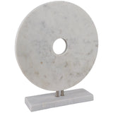 Marble Disc on Stand, White-Accessories-High Fashion Home