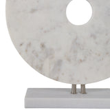 Marble Disc on Stand, White-Accessories-High Fashion Home