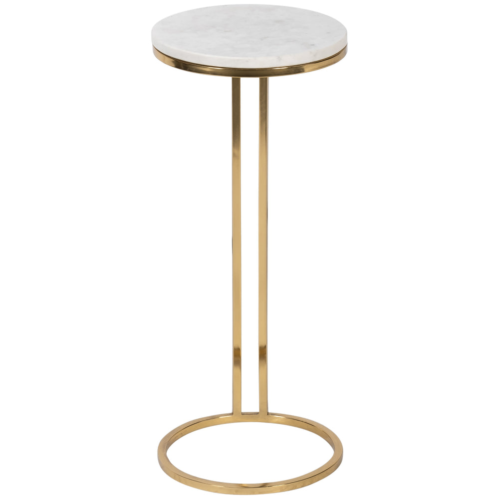 Marble Drink Table, White/Gold