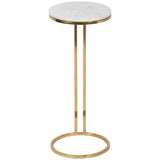 Marble Drink Table, White/Gold
