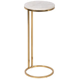 Marble Drink Table, White/Gold