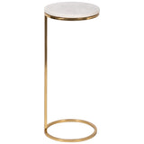 Marble Drink Table, White/Gold