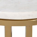 Marble Drink Table, White/Gold