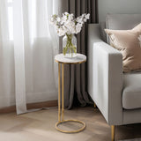 Marble Drink Table, White/Gold