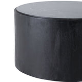 Marble Inlay Round Coffee Table, Black-Furniture - Accent Tables-High Fashion Home