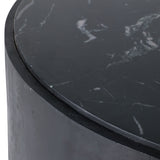 Marble Inlay Round Coffee Table, Black-Furniture - Accent Tables-High Fashion Home