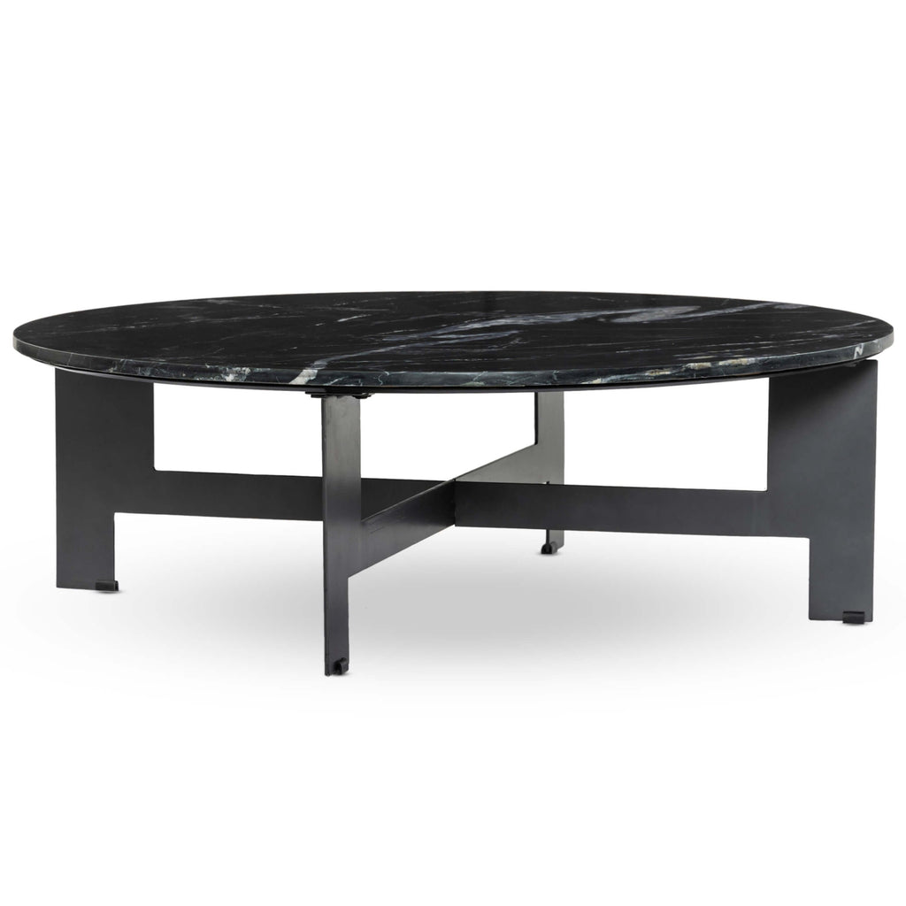 Marble Round Coffee Table, Black High Fashion Home