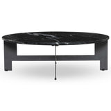 Marble Round Coffee Table, Black-Furniture - Accent Tables-High Fashion Home