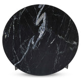 Marble Round Coffee Table, Black-Furniture - Accent Tables-High Fashion Home