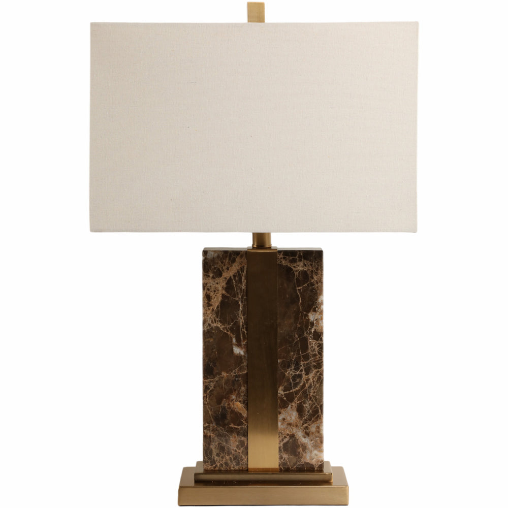 Marble Table Lamp w/Antique Brass, Brown-Lighting-High Fashion Home