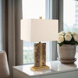 Marble Table Lamp w/Antique Brass, Brown-Lighting-High Fashion Home