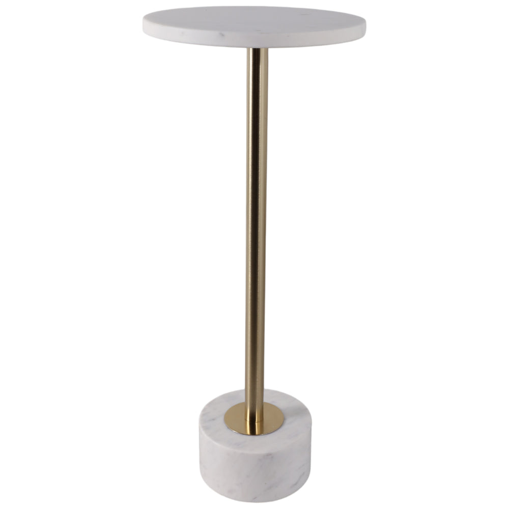 Marble Top Accent Table, White/Gold