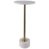Marble Top Accent Table, White/Gold