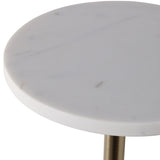 Marble Top Accent Table, White/Gold