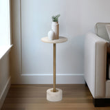 Marble Top Accent Table, White/Gold