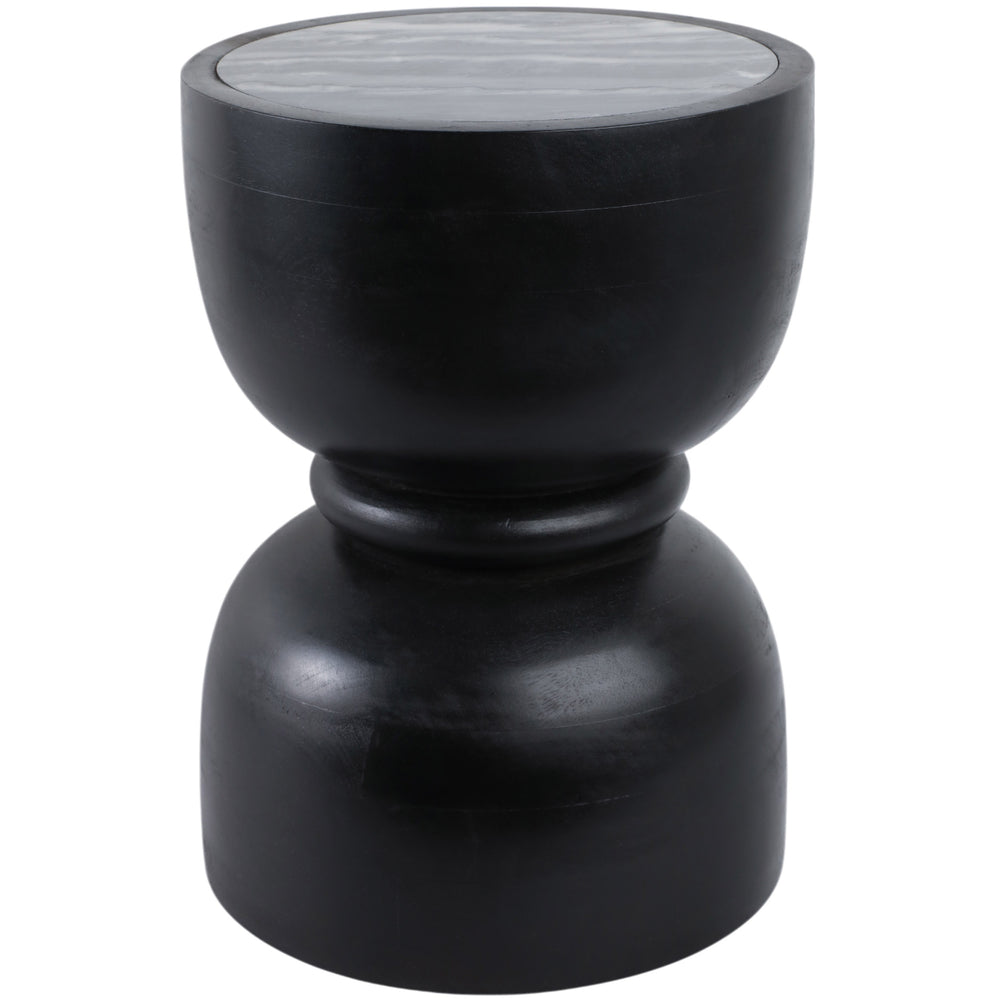 Marble Top Accent Table w/Ring, Black