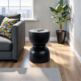 Marble Top Accent Table w/Ring, Black