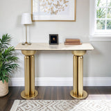 Marble Top Console Table, White/Gold