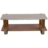 Marble Top Rectangular Coffee Table, Beige-Furniture - Accent Tables-High Fashion Home