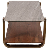 Marble Top Rectangular Coffee Table, Beige-Furniture - Accent Tables-High Fashion Home