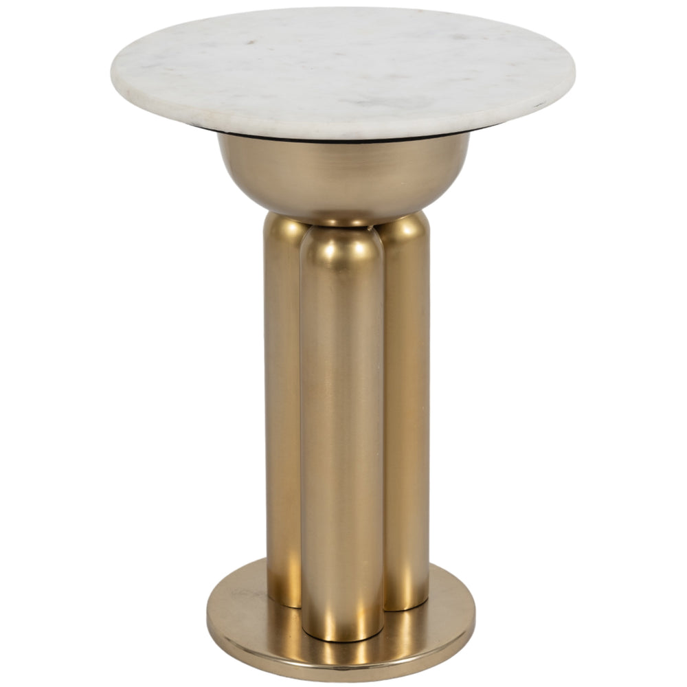 Marble Top Side Table, White/Gold
