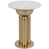 Marble Top Side Table, White/Gold