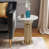 Marble Top Side Table, White/Gold