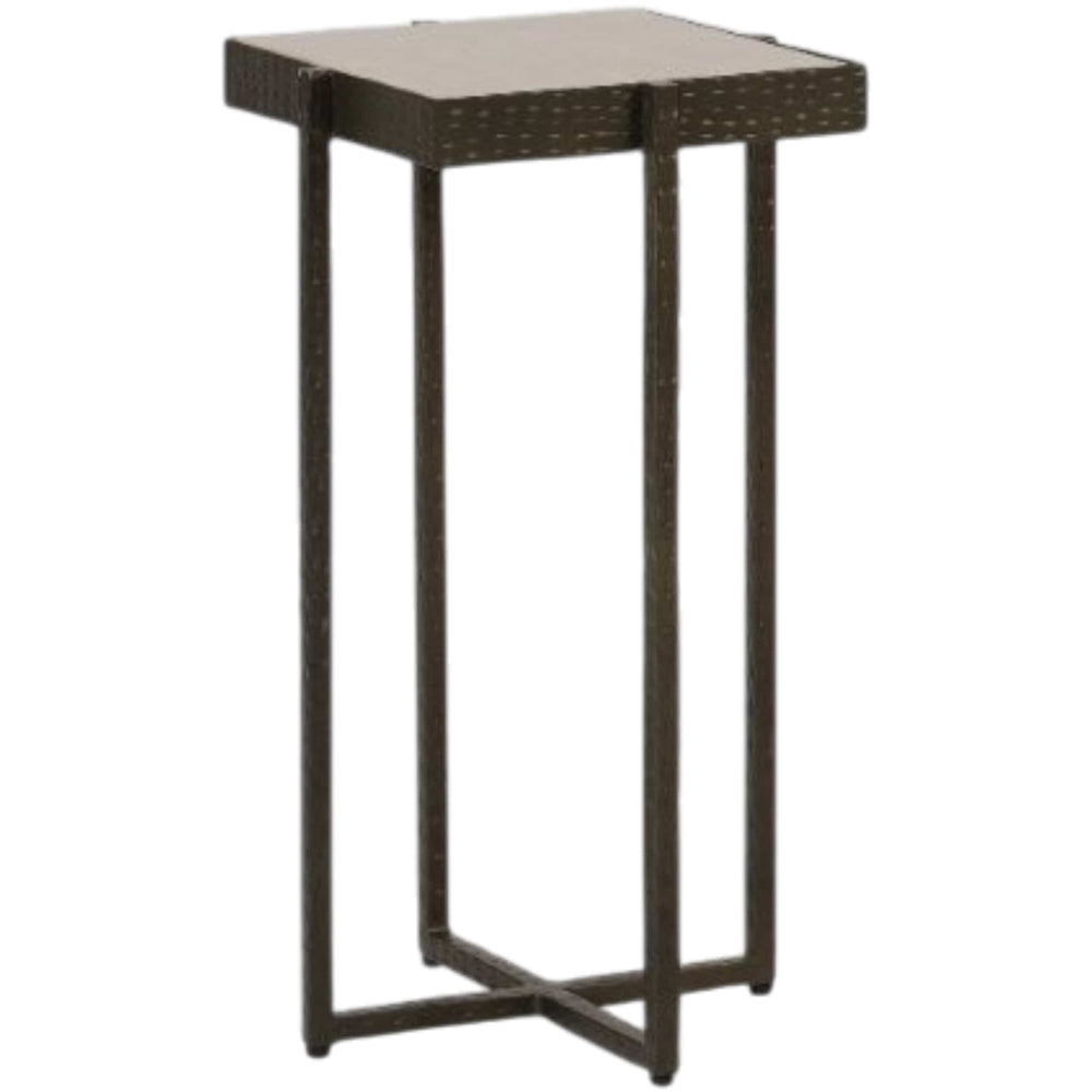 Marble and Forged Metal Accent Table, Beige-Furniture - Accent Tables-High Fashion Home