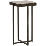 Marble and Forged Metal Accent Table, Beige-Furniture - Accent Tables-High Fashion Home