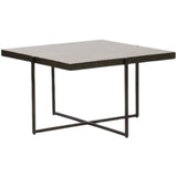 Marble and Forged Metal Coffee Table, Beige-Furniture - Accent Tables-High Fashion Home