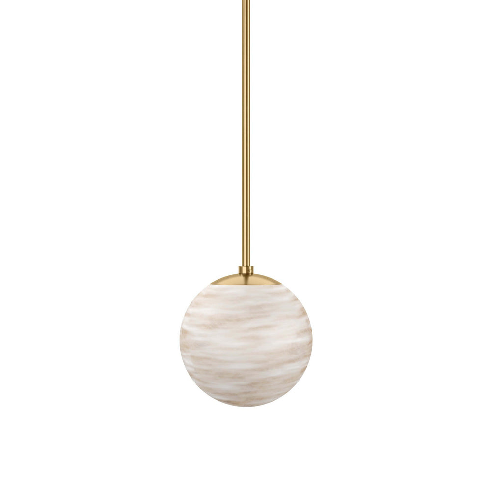 Marbled Globe 200 Pendant, Marbled Matte Glass/Burnished Brass by Four Hands-Lighting-High Fashion Home