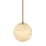 Marbled Globe 200 Pendant, Marbled Matte Glass/Burnished Brass by Four Hands-Lighting-High Fashion Home
