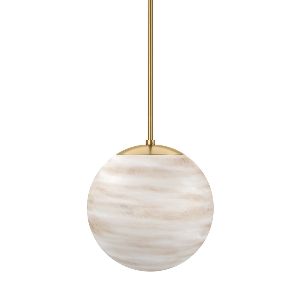 Marbled Globe 300 Pendant, Marbled Matte Glass/Burnished Brass by Four Hands-Lighting-High Fashion Home