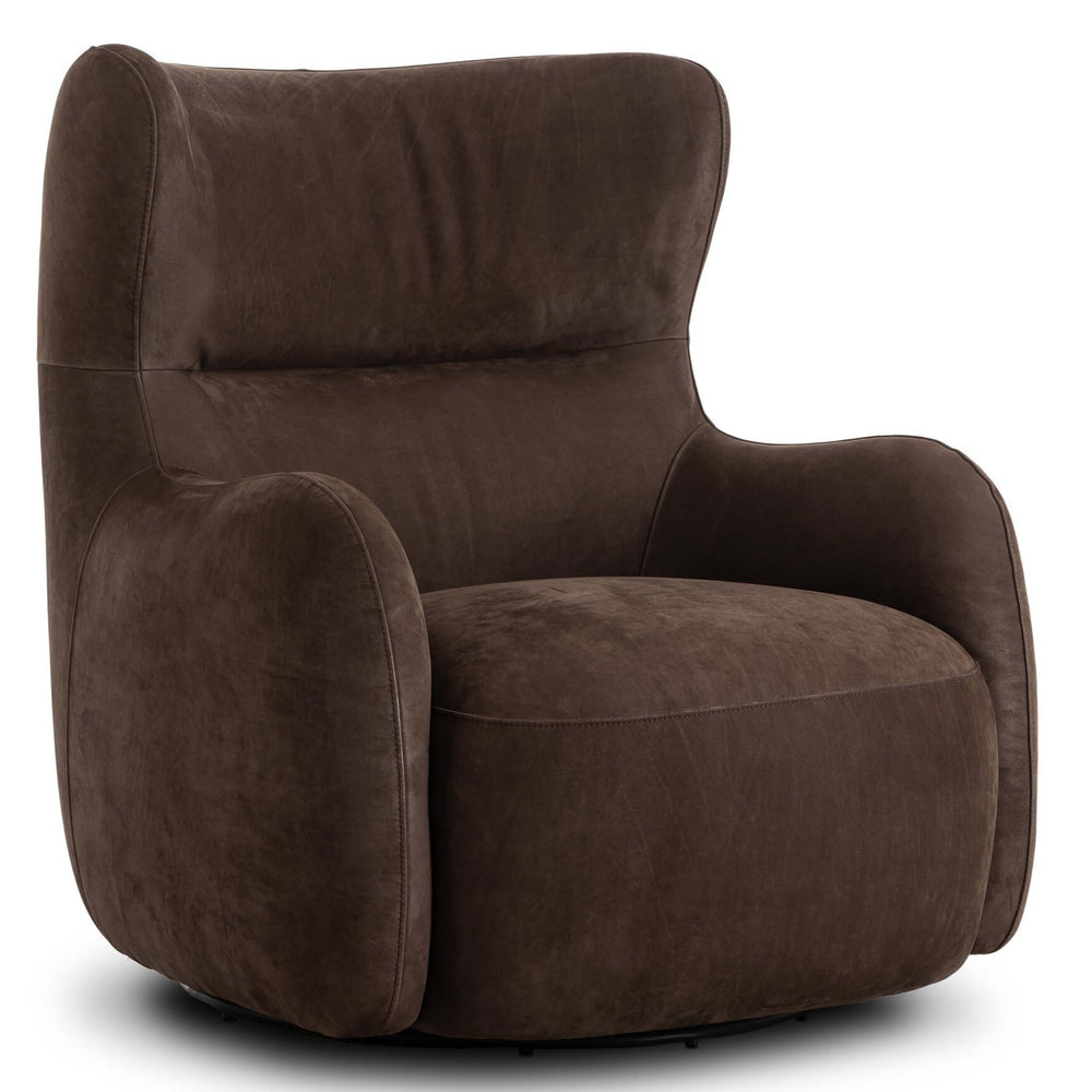 Mardell Leather Swivel Chair, Nubuck Cigar by Four Hands-Furniture - Chair-High Fashion Home