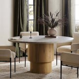 Mariah Round Dining Table, White Marble