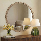Marietta Round Mirror, Aged Brass