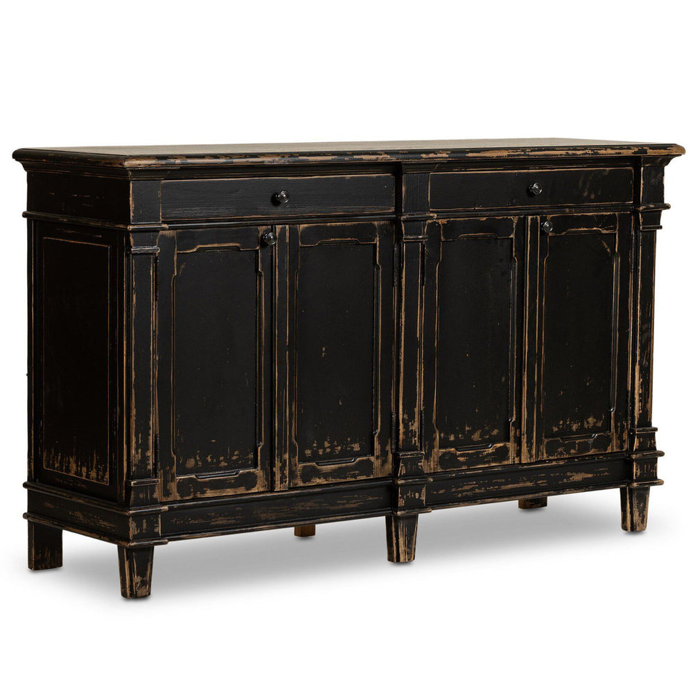 Marjorie 4 Door Sideboard, Distressed Black by Four Hands-Furniture - Storage-High Fashion Home