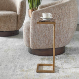 Marla Accent Table, Antiqued Gold-Furniture - Accent Tables-High Fashion Home