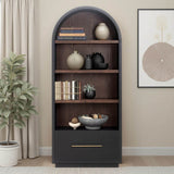 Marlow Bookcase w/ File Drawer, Black-Furniture - Storage-High Fashion Home