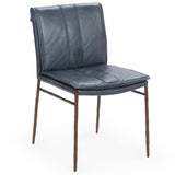 Mayer Leather Dining Chair, Ocean Blue, Set of 2-Furniture - Dining-High Fashion Home
