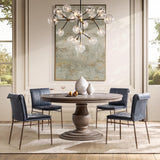 Mayer Leather Dining Chair, Ocean Blue, Set of 2-Furniture - Dining-High Fashion Home