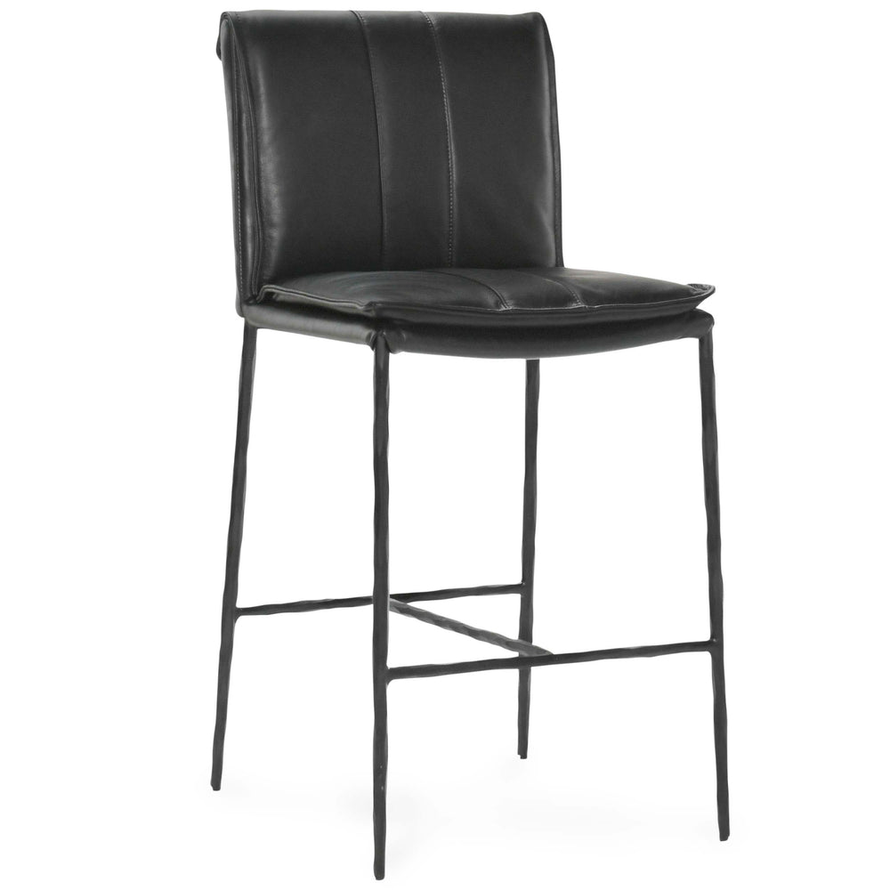 Mayer Leather Bar & Counter Stool, Jet Black-Furniture - Dining-High Fashion Home